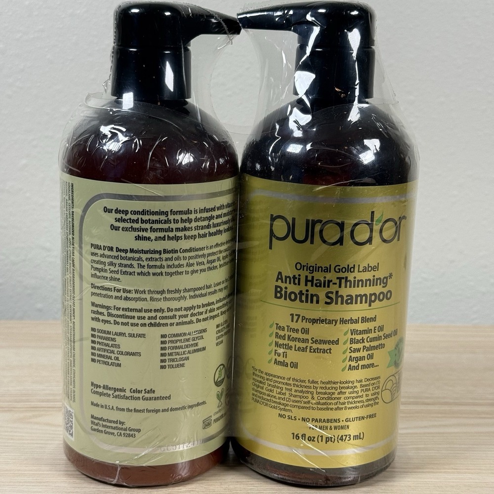 Purador Biotin Shampoo & Conditioner Set 16 fl oz Gold Label - New Free Ship